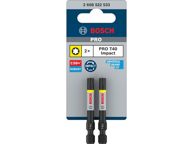 Nastavek Bosch PRO Torx Impact, T40, 55 mm, Pakiranje: 2 kosa, 2608522533